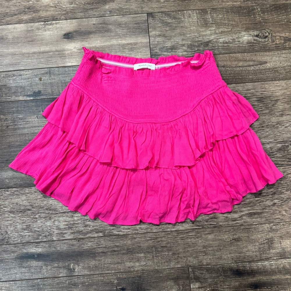 Mustard Seed Bright Pink Tiered Ruffle Mini Skirt
